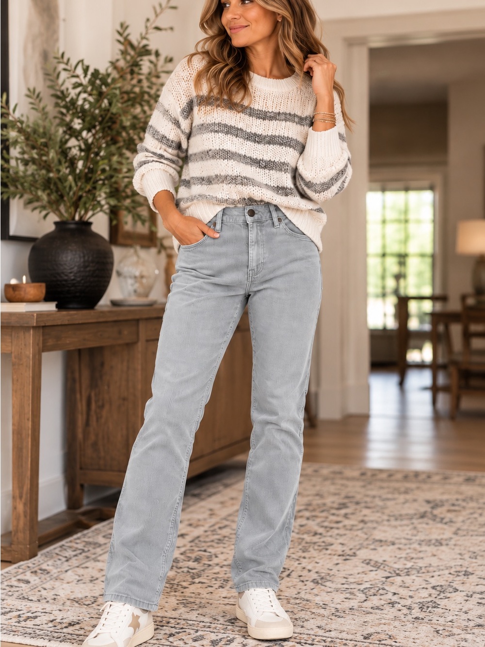 Boden Light Gray Women's Corduroy Pants